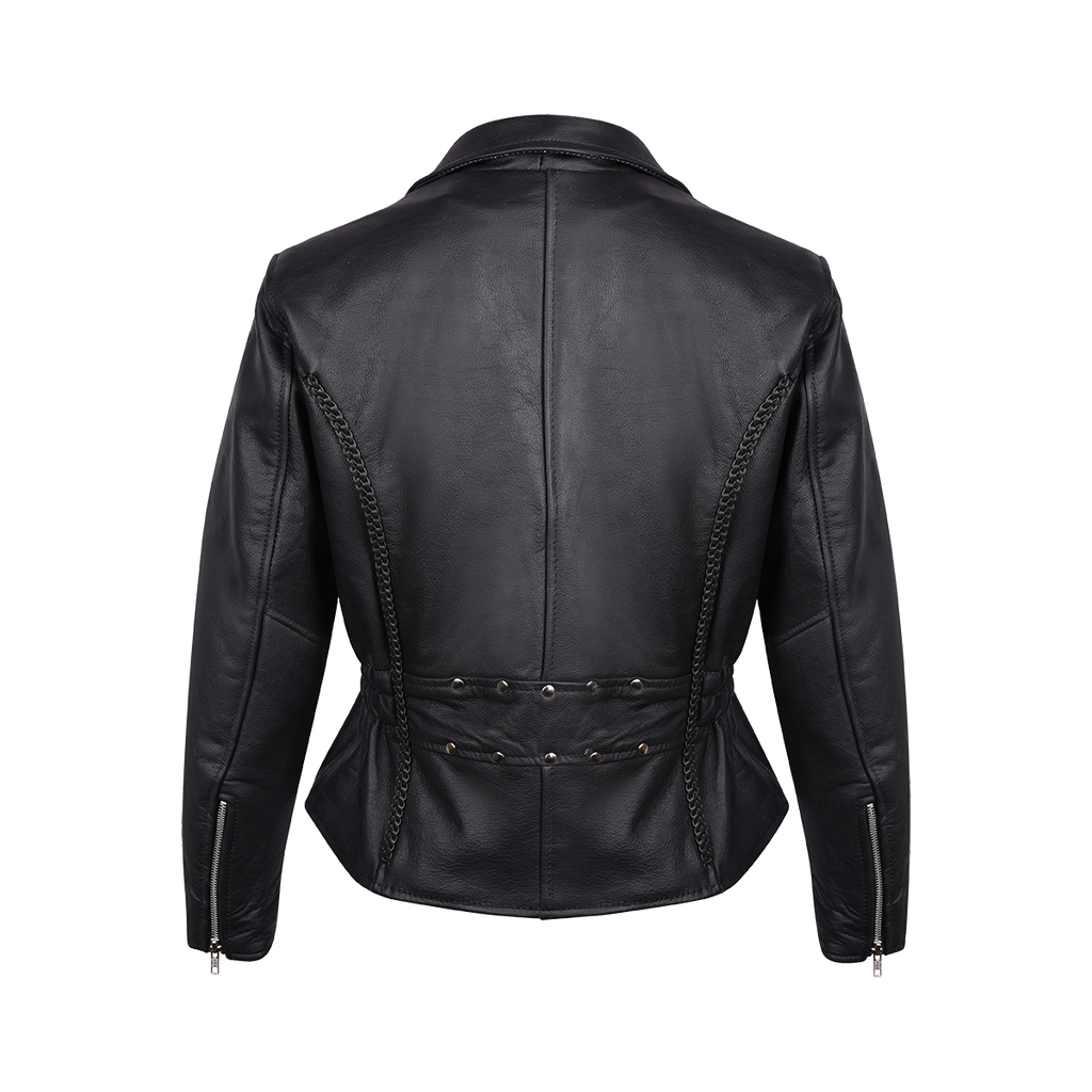 Vance Leather Ladies Premium Cowhide Braid and Stud Motorcycle Leather ...