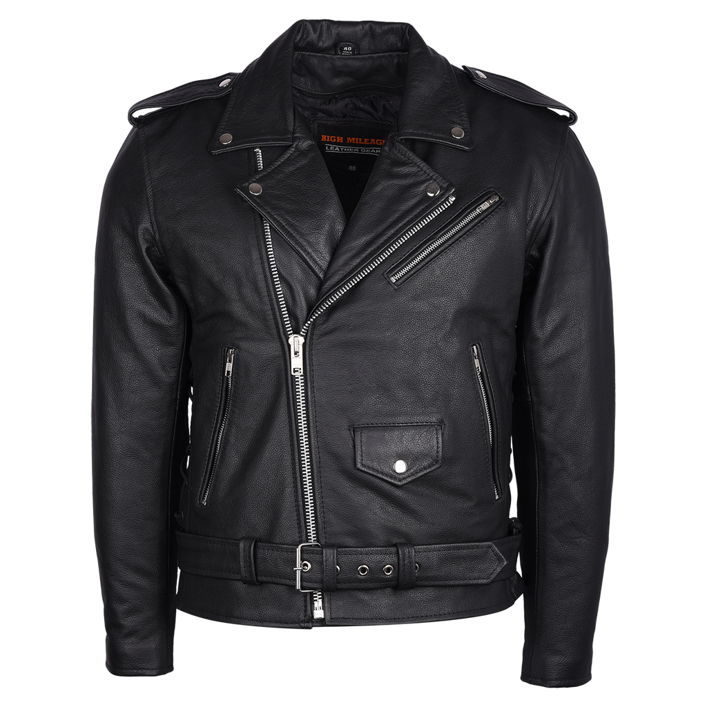 Embossed Eagle Distressed Brown Motorcycle Jacket with Side Laces and Live  To Ride - MJ703-02-DL