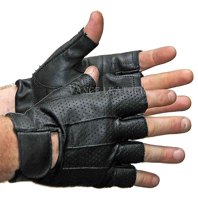 Ladies Fingerless Leather Gel Padded Palm Gloves