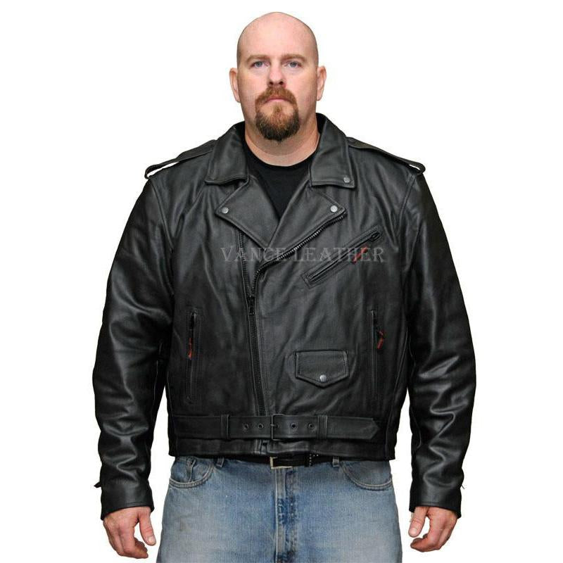 BVnarty Men's Solid Color Lapel Leather Motorcycle Jacket