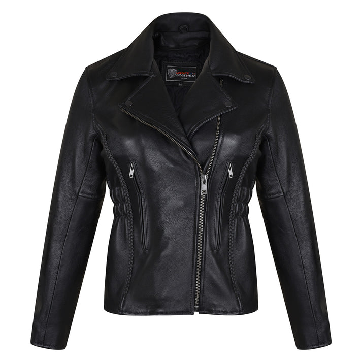 Vance Leather Ladies Premium Cowhide Braid and Stud Motorcycle Leather ...